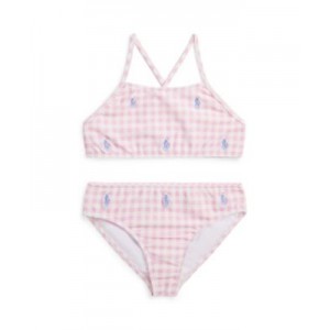 Toddler and Little Girls Gingham Polo Pony Two-Piece Swimsuit