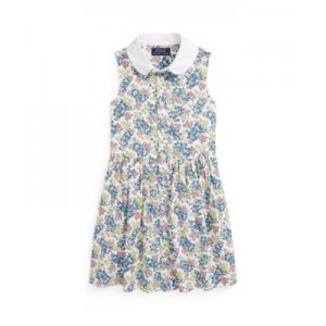 Toddler and Little Girls Floral Cotton Oxford Shirtdress