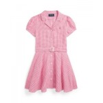 Toddler and Little Girls Belted Gingham Linen Dress