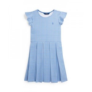 Big Girls Gingham Ruffled Ponte Fit and Flare Dress