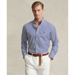 Mens Classic-Fit Striped Stretch Poplin Shirt
