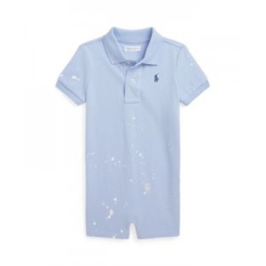 Baby Boys Paint Splatter Print Mesh Polo Shortall