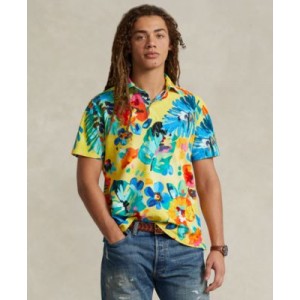 Mens Classic-Fit Floral Mesh Polo Shirt
