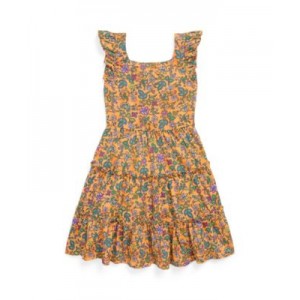 Toddler and Little Girls Floral Ruffled Cotton Jersey Dress