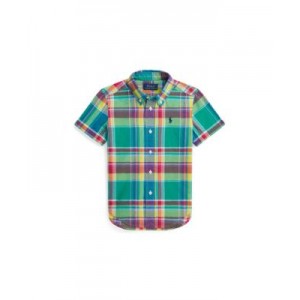 Toddler and Little Boys Cotton Madras Short Sleeves Shirt