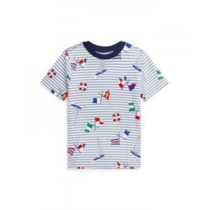 Toddler and Little Boys Sailing-Print Striped Cotton Jersey T-shirt
