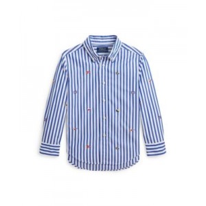 Toddler and Little Boys Sailing-Flag Striped Cotton Poplin Shirt