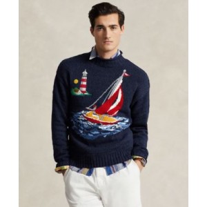 Mens Regular-Fit Sailboat Intarsia-Knit Sweater
