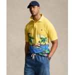 Mens Big & Tall Beach-Print Cotton Mesh Polo Shirt