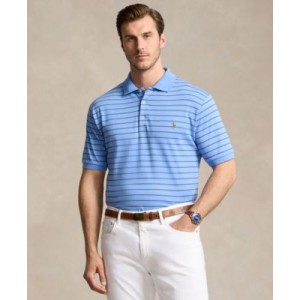 Mens Big & Tall Striped Cotton Interlock Polo Shirt
