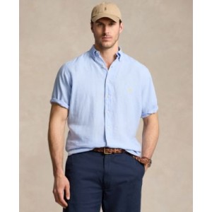 Mens Relaxed-Fit Solid Button-Down Linen Shirt