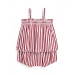 Baby Girls Striped Cotton Poplin Top and Bloomer Set