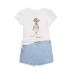 Baby Girls Polo Bear Cotton Tee and Short Set