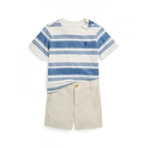 Baby Boys Striped Jersey Tee and Chino Short Set