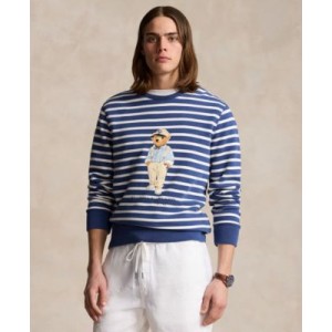 Mens Polo Bear Striped Fleece Sweatshirt
