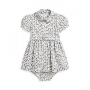 Baby Girls Belted Floral Cotton Oxford Shirtdress