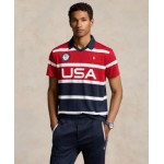 Mens Team USA Custom Slim-Fit Stretch Striped Mesh Polo Shirt