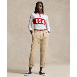 Womens Team USA Lace-Up Rugby Shirt
