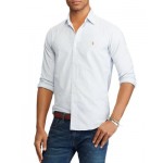 Classic Fit Long Sleeve Striped Cotton Oxford Button Down Shirt
