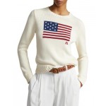 American Flag Cotton Crewneck Sweater