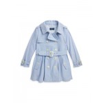 Girls Cotton Oxford Trench Coat - Little Kid
