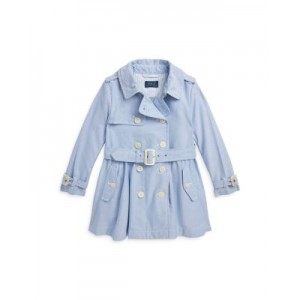 Girls Cotton Oxford Trench Coat - Little Kid
