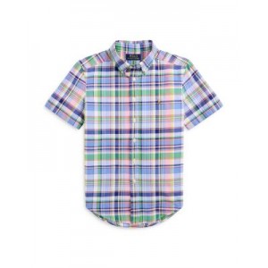 Boys Plaid Cotton Oxford Short Sleeve Shirt - Little Kid, Big Kid