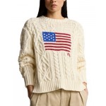 Cotton Intarsia Flag Aran Knit Sweater