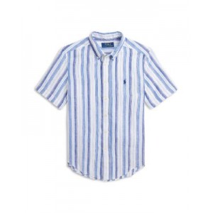 Boys Linen Striped Short Sleeve Shirt - Little Kid, Big Kid