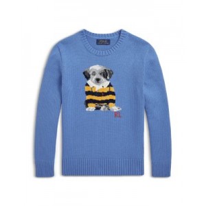 Boys Dog-Intarsia Cotton Sweater - Big Kid