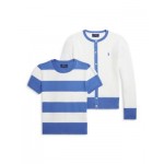 Girls Striped Cotton Sweater & Cardigan Set - Little Kid, Big Kid