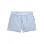 Girls Striped Ruffle Cotton Seersucker Shorts - Big Kid