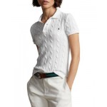 Slim Fit Cotton Cable Knit Polo Sweater