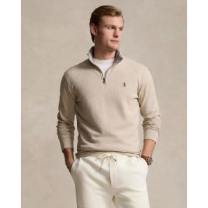 Luxury Cotton Blend Jersey Quarter Zip Sweatshirt