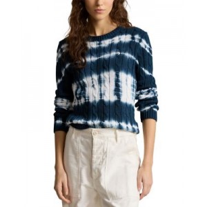 Tie Dye Cable Knit Cotton Sweater