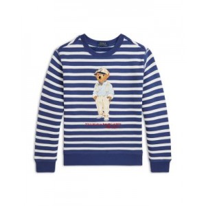 Boys Striped Polo Bear Fleece Sweatshirt - Little Kid, Big Kid