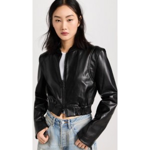 Doreen Luxe Vegan Leather Boxy Bomber Jacket