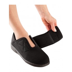 Extra Wide Comfort Steps Shoes with Fluid Barrier Black