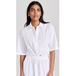 Voile Short Sleeve Cropped Twist Shirt