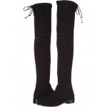 Lowland Over the Knee Boot Black Suede Stretch