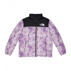1996 Retro Nuptse Jacket (Little Kids/Big Kids) Purple Cactus Flower Tonal Dye Print