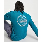 The North Face Exploring Circle back print long sleeve t-shirt in teal Exclusive at ASOS