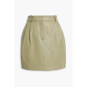 Pleated leather mini skirt
