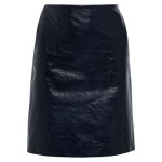 Clean glossed textured-leather mini skirt