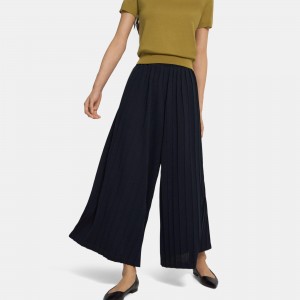 Pleated Palazzo Pant in Cotton Blend