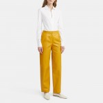 Feather Nappa Leather Pleated Pant
