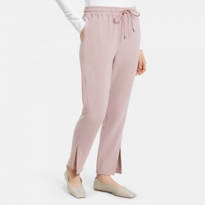 Slit Pull-On Track Pant in Crepe