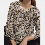 Gathered Shirt in Floral Silk Crepe