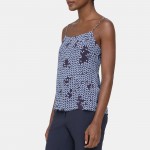Smocked Camisole in Geometric Silk Crepe