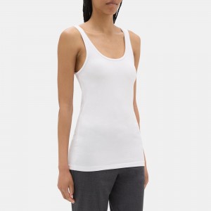 Scoop-Neck Tank in Stretch Cotton